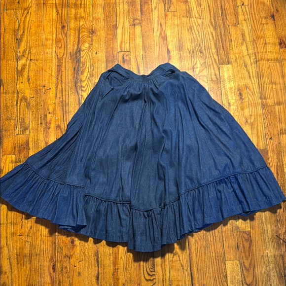 JAG VTG Women's Cottagecore Dark Wash Denim Skirt Blouse Set Talon Zipper Size 6 - Picture 10 of 16